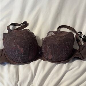 torrid Lace Molded Bra in Dark Brown with Plum Accents